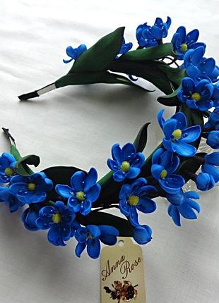Обруч для волос с весенними цветами ручной работы  "подснежник сибирский"