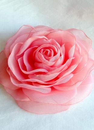 Брошка квітка лососевого кольору "річна роза"3 фото