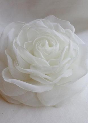 Брошь цветок "роза чайная молочная"3 фото