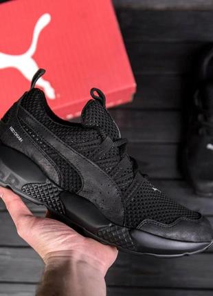 Летние кроссовки сетка puma черные6 фото