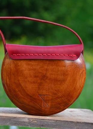 Деревянная сумка "герань"2 фото