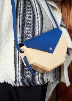 Жіноча дерев'яна сумка "геометрія"1 фото
