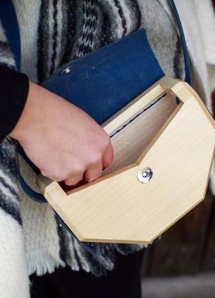 Жіноча дерев'яна сумка "геометрія"2 фото
