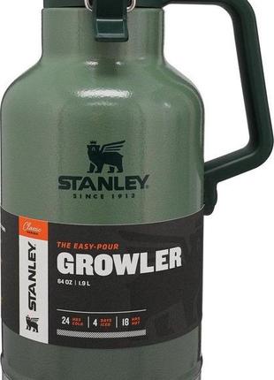 Термос для пива stanley easy-pour growler hammertone green 1.9...