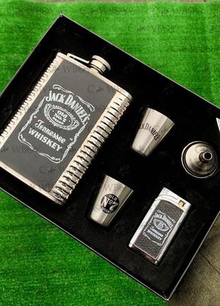 Подарунковий набір запальничка/фляга/ лійка/ чарки jack daniel's1 фото