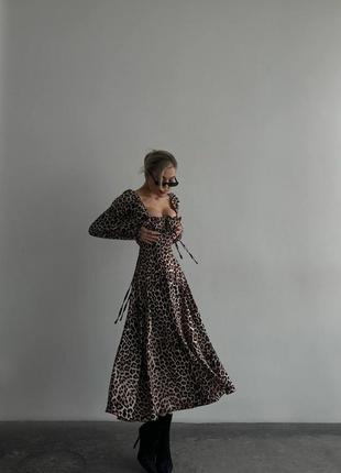 650 грн😍леопардовое платье женские миди с разрезом5 фото