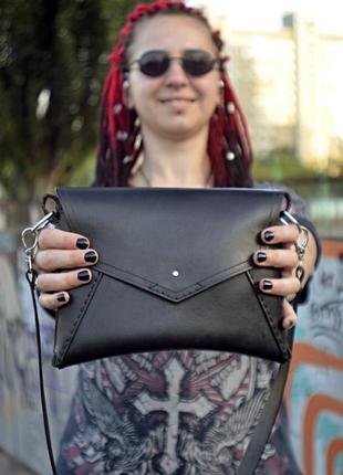 Дизайнерська базова сумка клатч з натуральної шкіри "aurora"9 фото