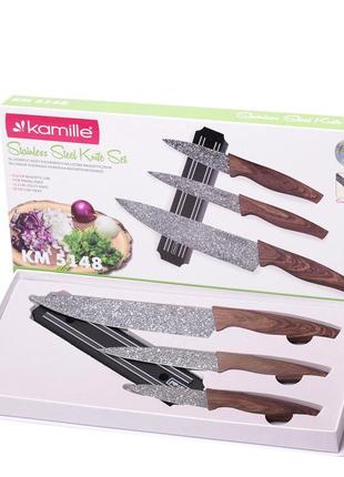 Набір кухонних ножів на магнітній смужці 4 предмета1 фото