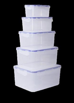 Набір контейнерів для харчових продуктів із зажимом прямокутни...2 фото