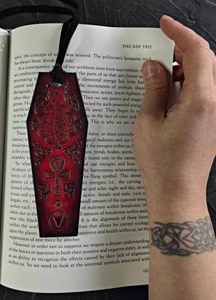 Закладка з тисненням | натуральна шкіра "funeral bookmark"2 фото