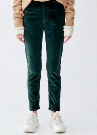Вельветові смарагдові зелені штани у стилі zara2 фото