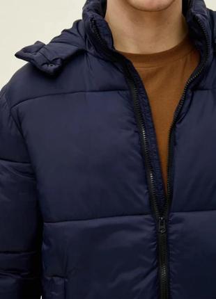 Демісезонна куртка подовжена з капюшоном koton темно-синя5 фото