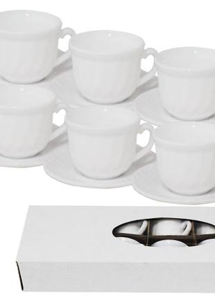 30084-00 набір чайний білий (чашка-200мл, блюдце-14см) d1