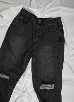 Крутые серые джинсы с необработанным краем2 фото