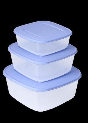 Набір контейнерів для харчових продуктів квадратних "3 в 1" (_...1 фото