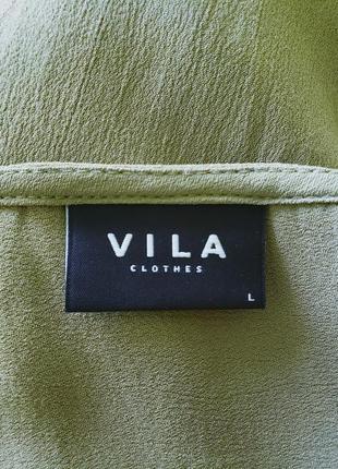 Натуральная блуза оверсайз оттенка хаки с удлиненной спинкой vila6 фото