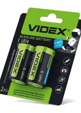 Videx лужна батарейка lr14/c 2pcs blister card 24 шт/уп