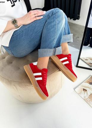 Самые трендовые кеды 2024, красный, натуральная кожа/замша