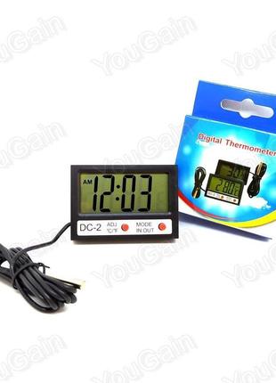 Термометр з виносним датчиком і годинником dс-2
