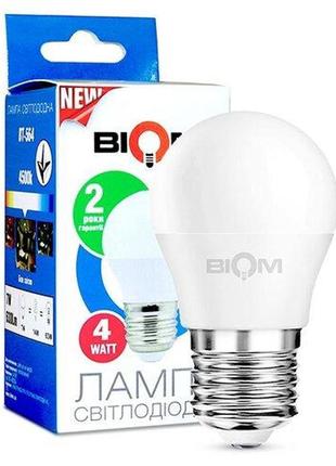 Свiтлодiодна лампа biom bt-544 g45 4w e27 4500к матова