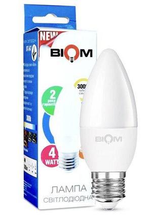 Свiтлодiодна лампа biom bt-547 c37 4w e27 3000к матова