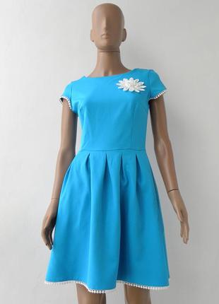 Знижка дня! нарядне плаття синього кольору з аплікацією 46 розмір (40 євророзмір).