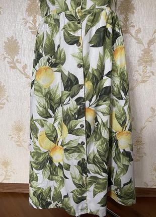Сукня сарафан з льону в лимони4 фото