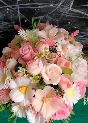 Букет квітів з мила в сумочці8 фото