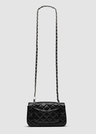 Жіноча сумка в стилі chanel classic 1.55 small single flap in black/silver premium.4 фото
