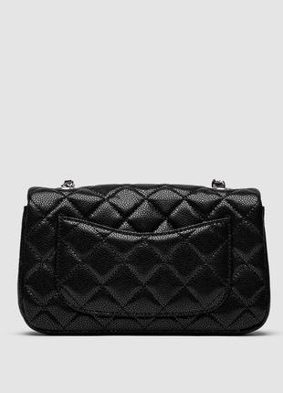 Жіноча сумка в стилі chanel classic 1.55 small single flap in black/silver premium.5 фото