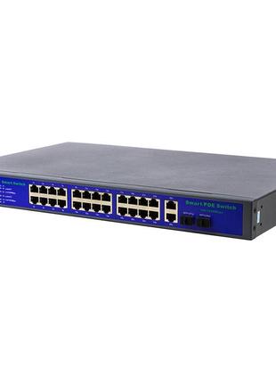 Poe комутатор 24ch 100mbps+2+2g uplink