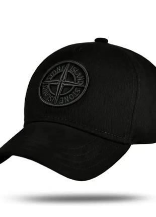 Кепка летняя stone island черного цвета с вышитым логотипом1 фото