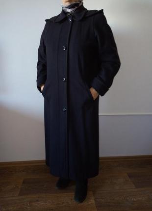 Затишне вовняне пальто з капюшоном, від jensen coat, р. 16/xxl1 фото