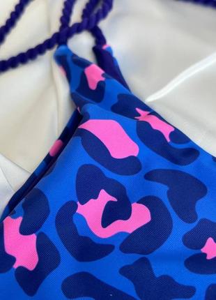Женский сине-розовый леопардовый купальник.6 фото