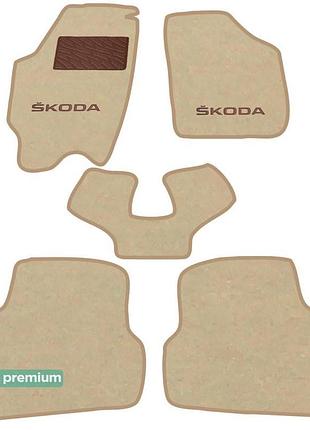 Двошарові килимки sotra premium beige для skoda fabia (mkii) 2...