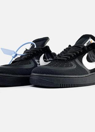 Off-white x nike air force 1 low black"9 фото
