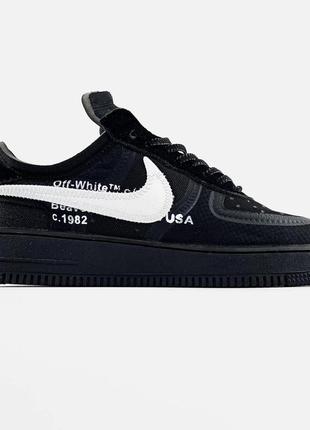 Off-white x nike air force 1 low black"4 фото