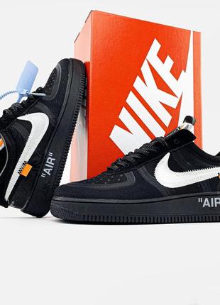 Off-white x nike air force 1 low black"10 фото