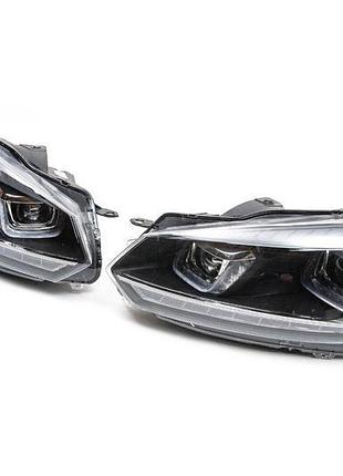 Передні фари black (2 шт., led) для volkswagen golf 6