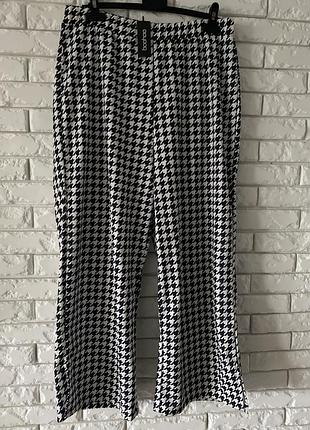 Красивые брюки широкие трикотажные принт гусиная лапка 16 ххл