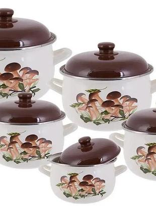 Набір каструль edenberg eb-1880 10 предметів коричневий