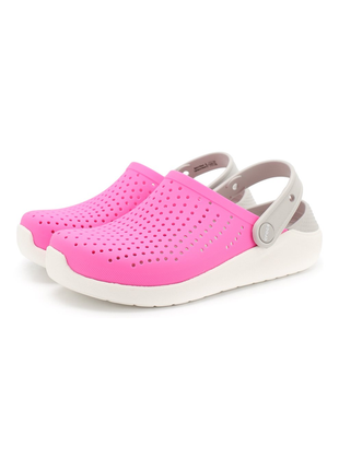 Крокс лайтрайд клог детские розовые crocs literide kids clogs electric pink/white
