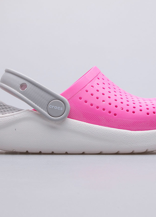 Крокс лайтрайд клог детские розовые crocs literide kids clogs electric pink/white