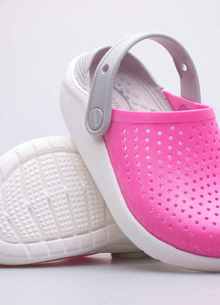 Крокс лайтрайд клог детские розовые crocs literide kids clogs electric pink/white