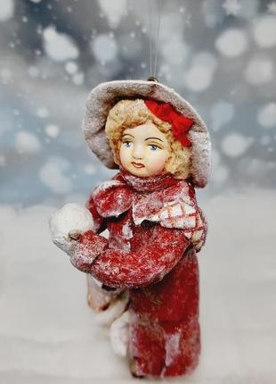 Ватяна іграшка за мотивами старовинної різдвяної листівки2 фото