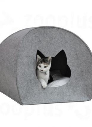 Будиночок для кота з повсті "палатка" сірий3 фото