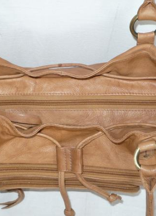 Шкіряна сумка колір кемел camel7 фото