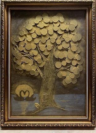 Картина з монет "грошове дерево"