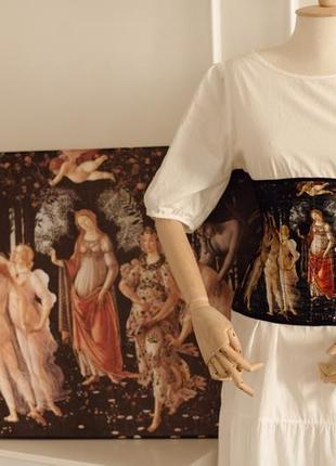 Винтажный корсет на шнуровке с картиной primavera sandro botticelli3 фото