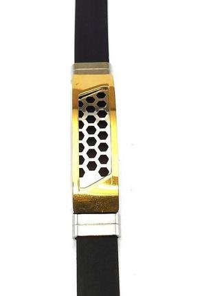 Стильний каучуковий браслет із вставками нержавіючої ювелірної сталі . подарункова упаковка2 фото